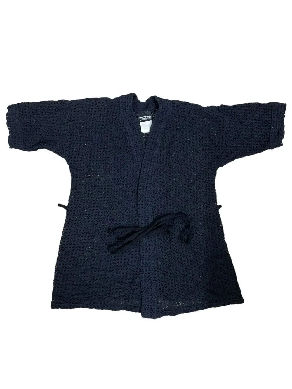 Vintage Rich’s Sportswear Open Knit Cardigan Wrap Navy Blue Made in USA Medium